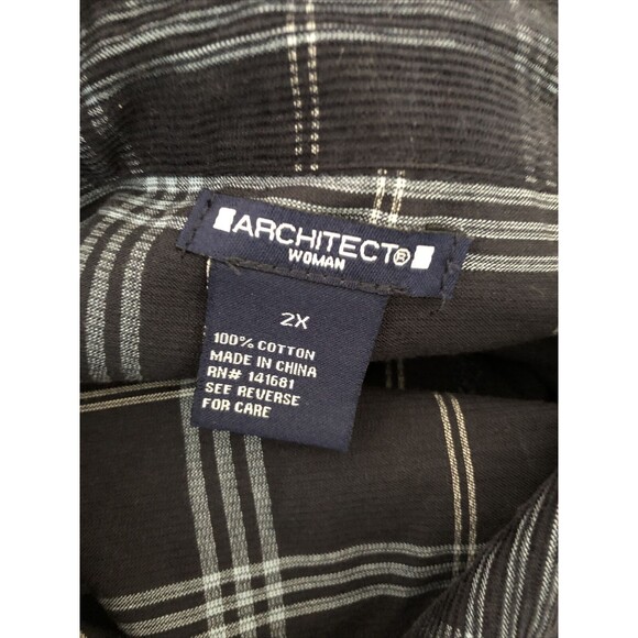 ARCHITECT WOMEN'S TOPS PLUS SIZE 2X PLAID CORDUROY COLLARED NECK 100% COTTON 98 - Picture 11 of 11